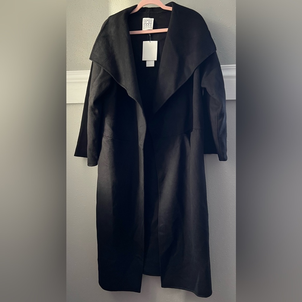 New Toteme Signature Wool Cashmere Coat In Black Size Medium - Picture 7 of 14